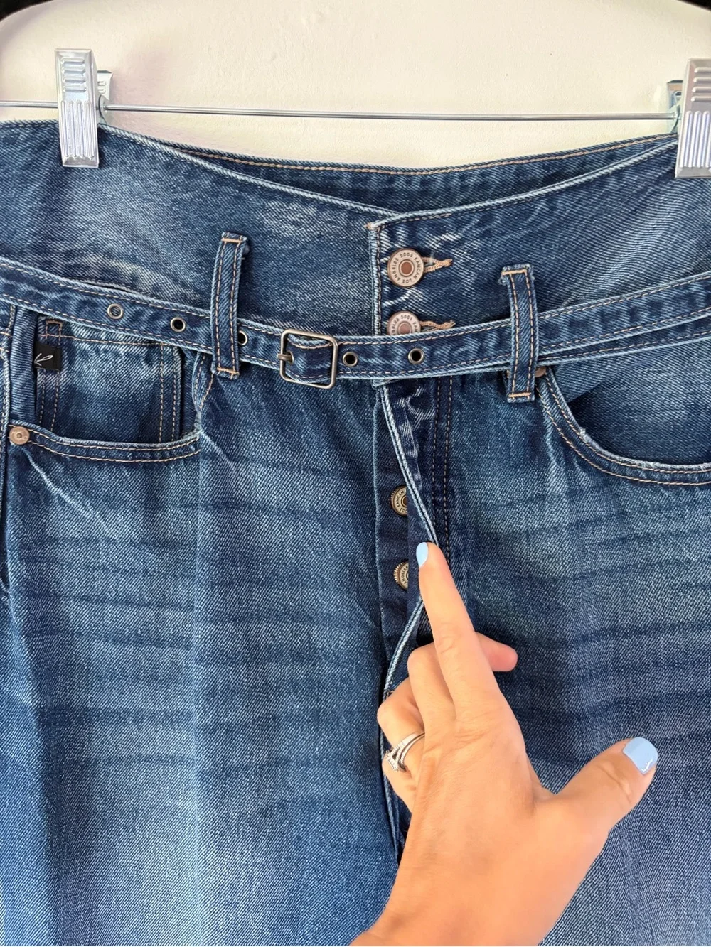 KanCan Medium Wash High Waisted Wide Leg Jeans With Denim Belt Size 26 - Picture 3 of 10